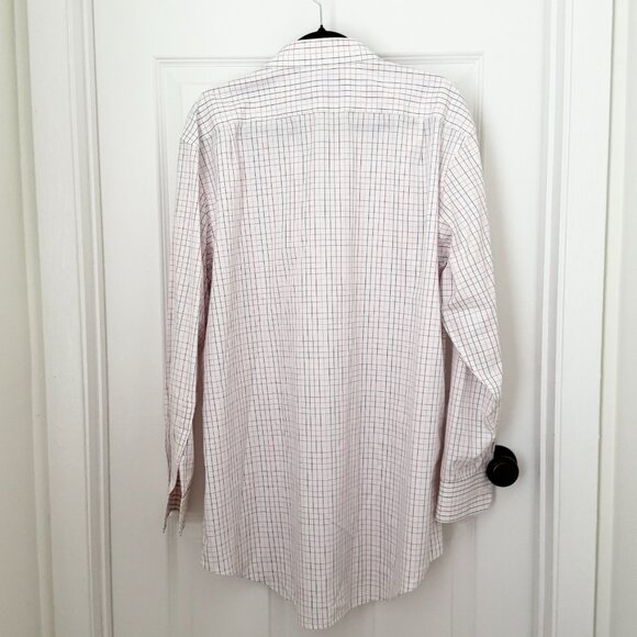 Men Thomas Pink Button Up Plaid Long Sleeve Shirt in Light Pink Size 17.5 - Picture 3 of 8